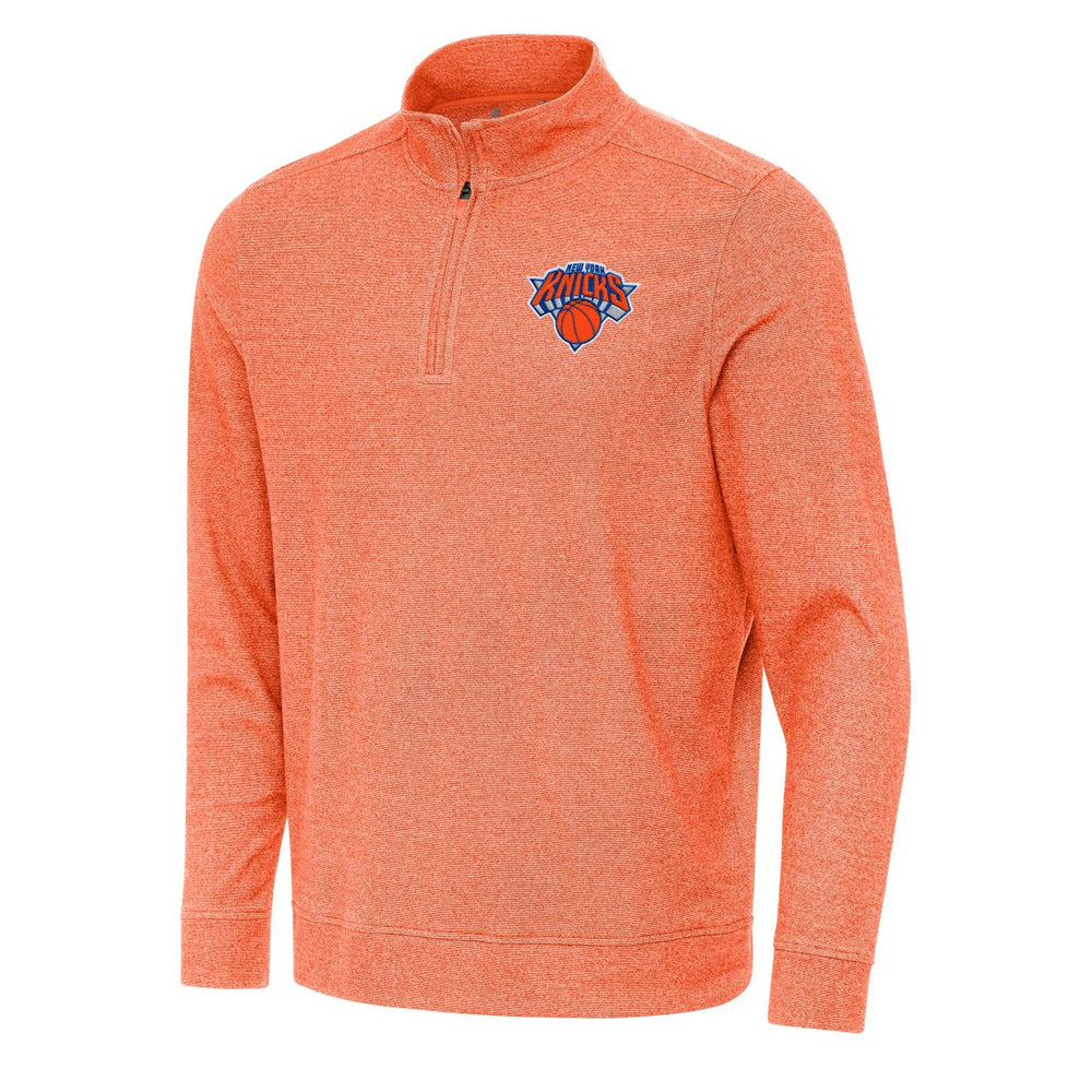 Heather Orange New York Knicks Antigua Subtle Quarter-Zip Sweatshirt | NBA