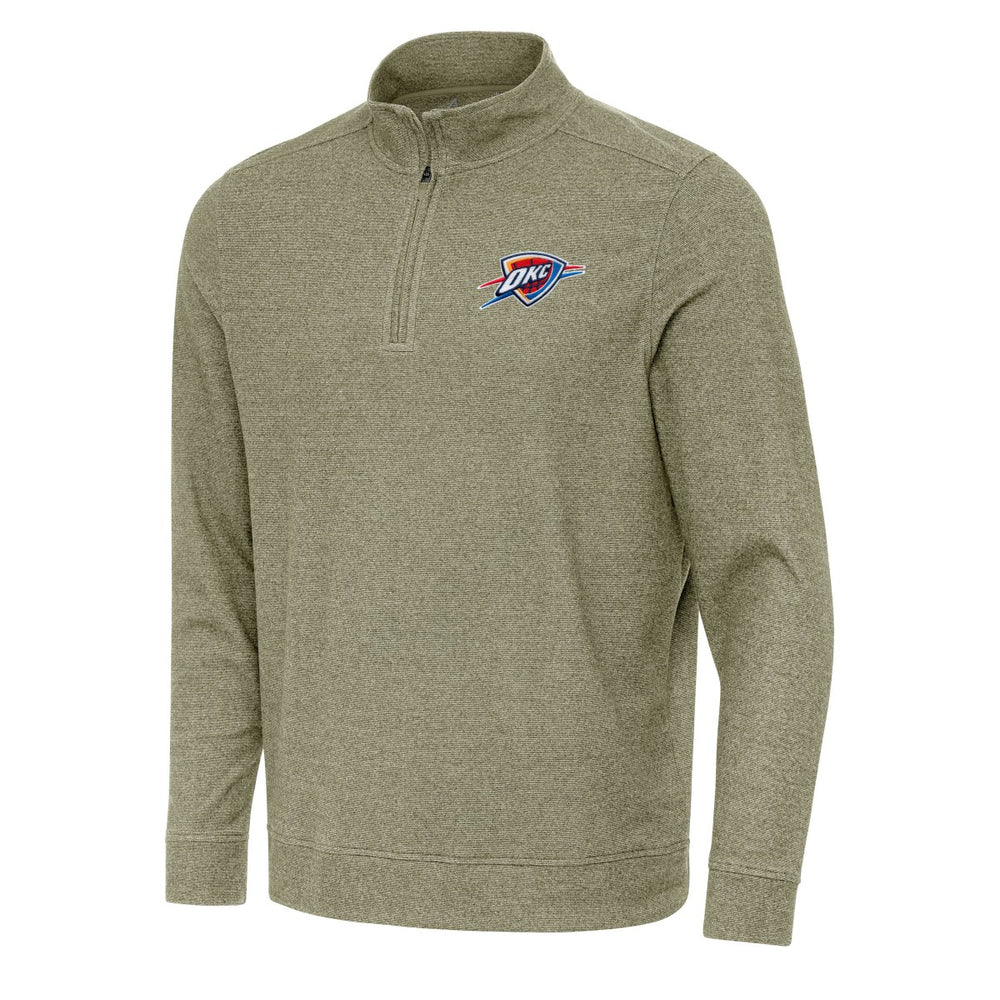 Olive Oklahoma City Thunder Antigua Subtle Quarter-Zip Sweatshirt | NBA