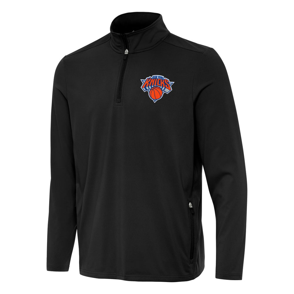 Black New York Knicks Antigua Perilous Quarter-Zip Sweatshirt | NBA