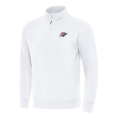 White Oklahoma City Thunder Antigua Victory Quarter-Zip Mock Sweatshirt | NBA