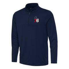 Navy Philadelphia 76ers Antigua Reprocess Quarter-Zip Top | NBA