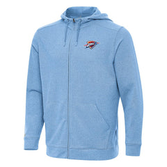 Heather Powder Blue Oklahoma City Thunder Antigua Effortless Full-Zip Hoodie Jacket | NBA