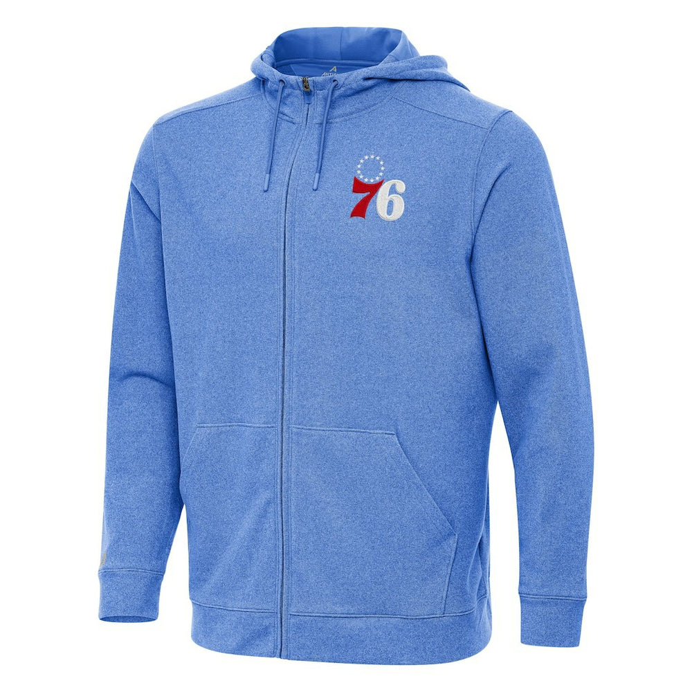 Heather Royal Philadelphia 76ers Antigua Effortless Full-Zip Hoodie Jacket | NBA