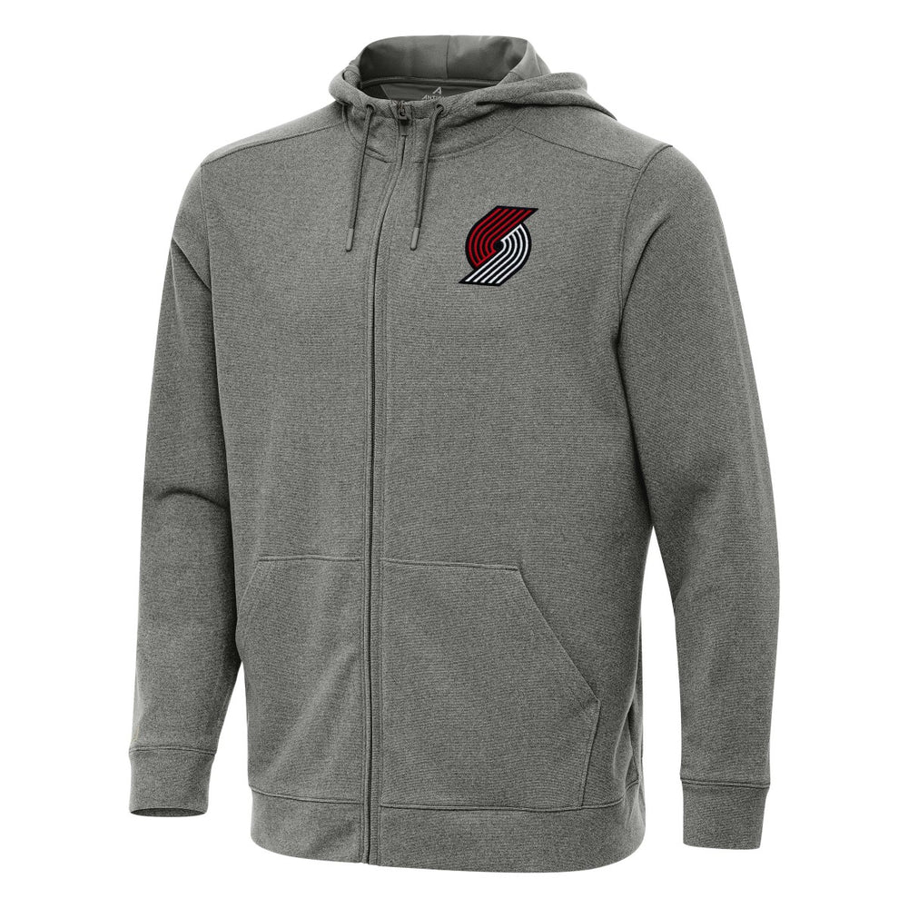 Heather Charcoal Portland Trail Blazers Antigua Effortless Full-Zip Hoodie Jacket | NBA