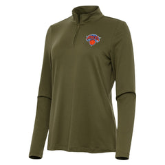Olive New York Knicks Antigua Women's Reprocess Quarter-Zip Top | NBA
