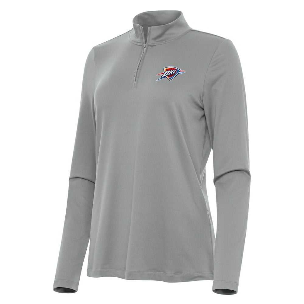 Gray Oklahoma City Thunder Antigua Women's Reprocess Quarter-Zip Top | NBA