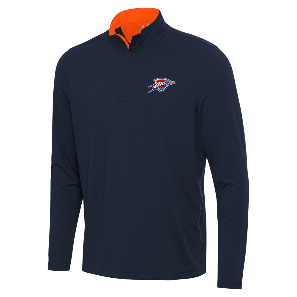 Navy/Orange Oklahoma City Thunder Antigua Content Quarter-Zip Top | NBA