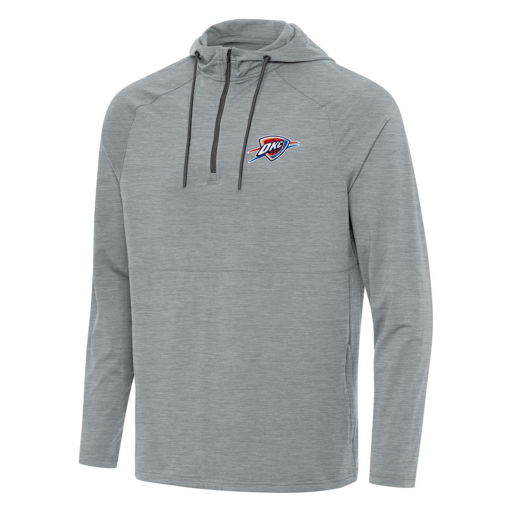 Heather Gray Oklahoma City Thunder Antigua Spikes Raglan Quarter-Zip Hoodie | NBA
