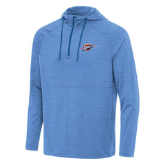 Heather Powder Blue Oklahoma City Thunder Antigua Spikes Raglan Quarter-Zip Hoodie | NBA