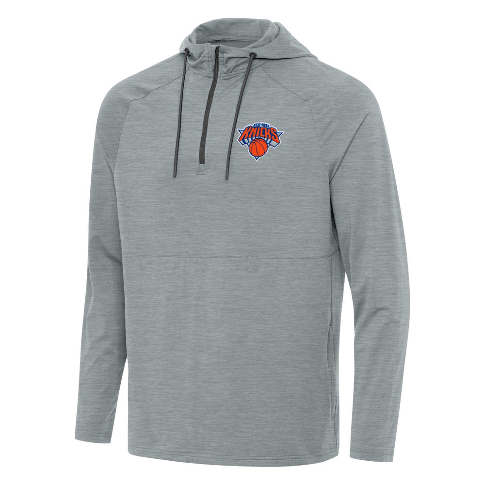 Heather Gray New York Knicks Antigua Spikes Raglan Quarter-Zip Hoodie | NBA