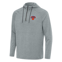 Heather Gray New York Knicks Antigua Spikes Raglan Quarter-Zip Hoodie | NBA