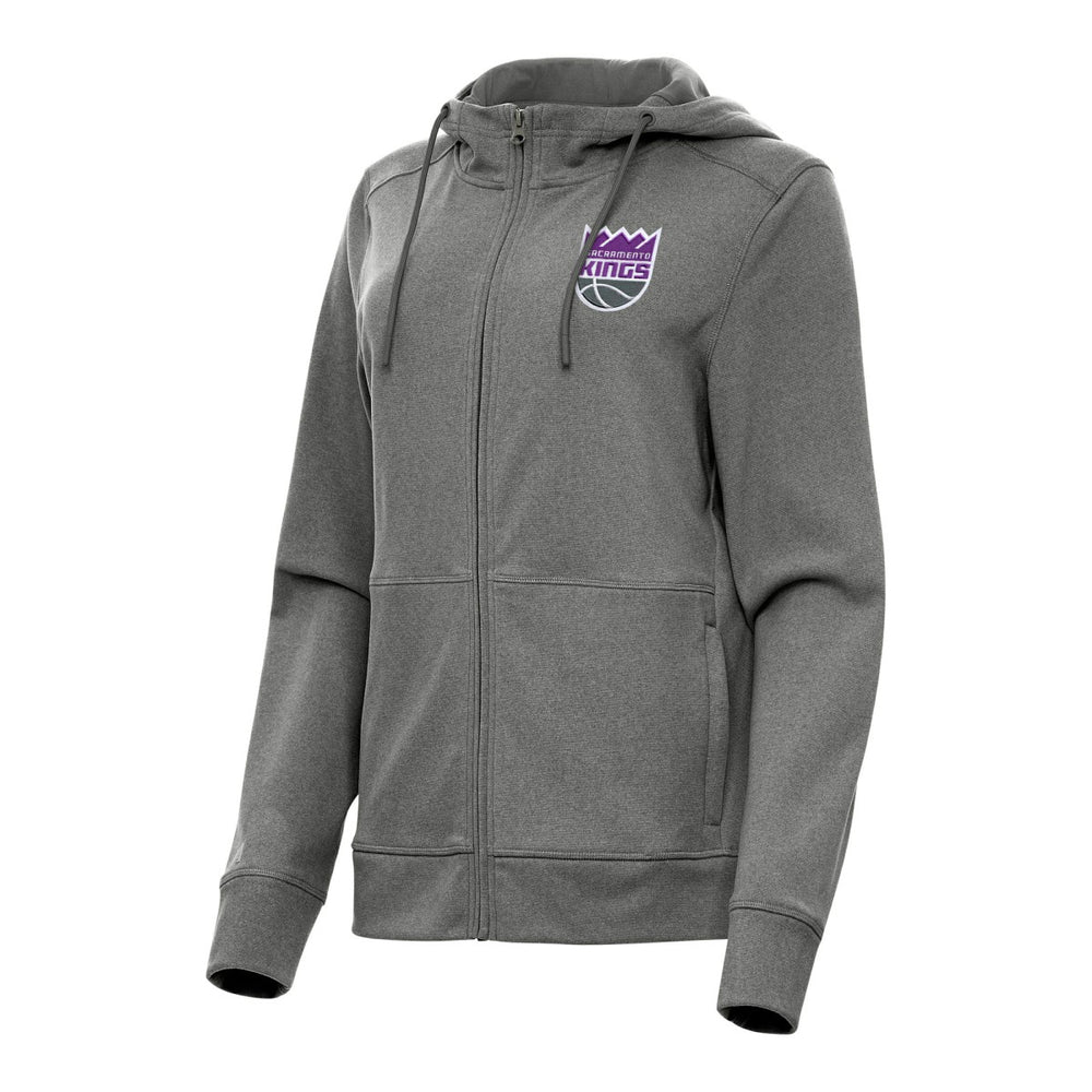 Heather Charcoal Sacramento Kings Antigua Women's Seeker Full-Zip Hoodie Jacket | NBA