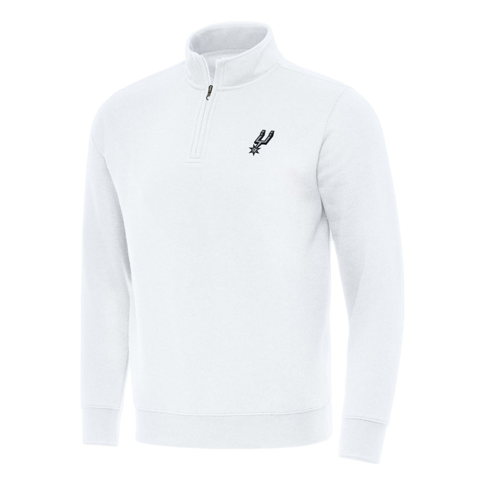 White San Antonio Spurs Antigua Victory Quarter-Zip Mock Sweatshirt | NBA