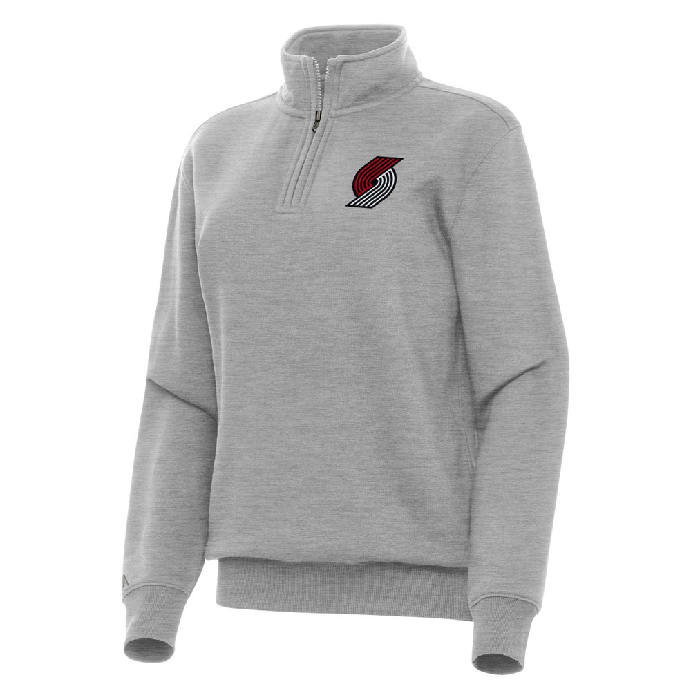 Heather Gray Portland Trail Blazers Antigua Women's Victory Quarter-Zip Sweatshirt | NBA