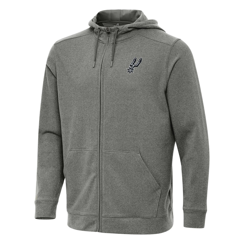 Heather Charcoal San Antonio Spurs Antigua Effortless Full-Zip Hoodie Jacket | NBA