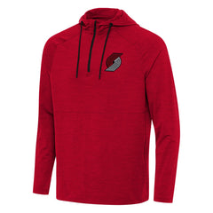 Heather Red Portland Trail Blazers Antigua Spikes Raglan Quarter-Zip Hoodie | NBA