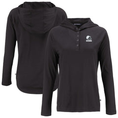 Cleveland Browns Cutter & Buck Women's Coastline Epic Comfort Eco Recycled Quarter-Snap Long Sleeve Hoodie T-Shirt | NFL Online