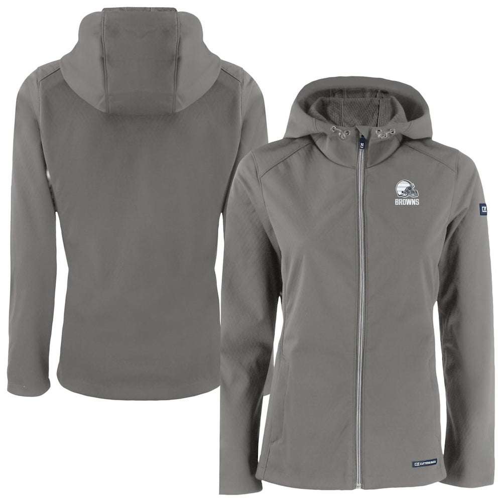 Cleveland Browns Cutter & Buck Women's Evoke Eco Softshell Recycled Full-Zip Hoodie Jacket | NFL Online