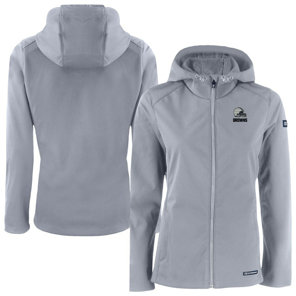Cleveland Browns Cutter & Buck Women's Evoke Eco Softshell Recycled Full-Zip Hoodie Jacket | NFL New