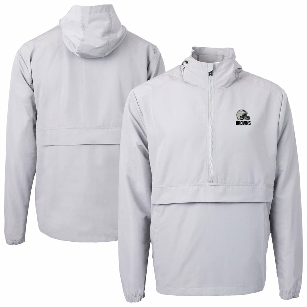 Cleveland Browns Cutter & Buck Charter Eco Recycled Anorak Half-Zip Hoodie Jacket | NFL Outlet