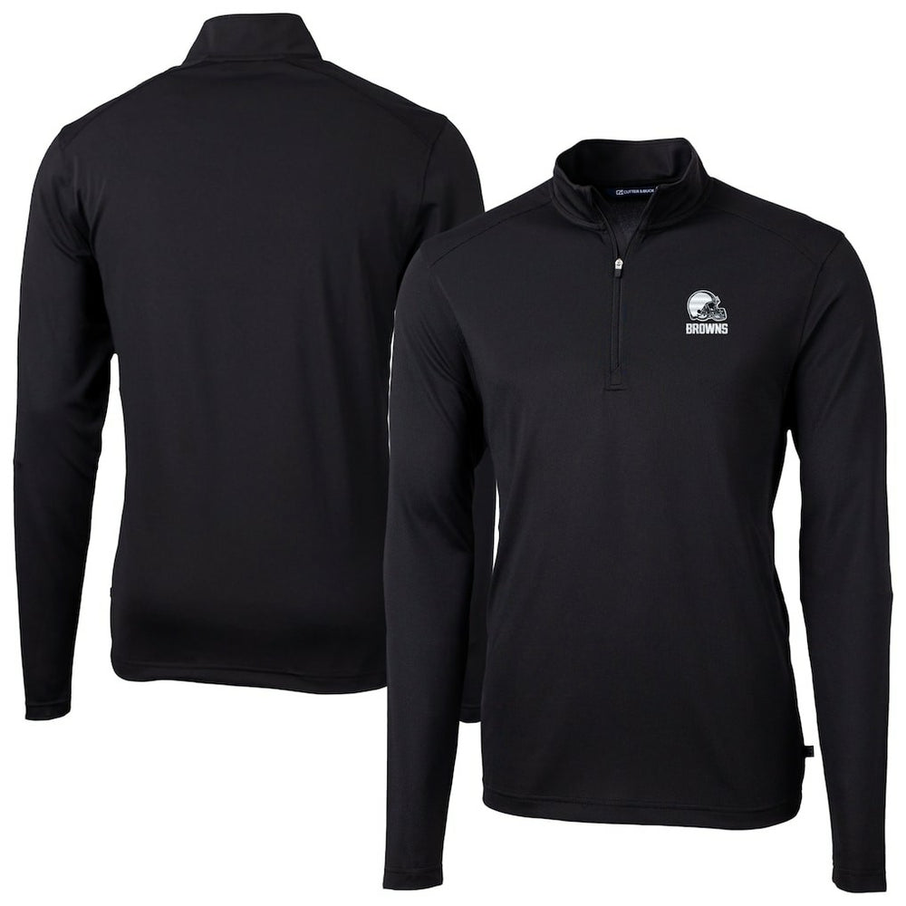 Cleveland Browns Cutter & Buck Big & Tall Virtue Eco Pique Recycled Quarter-Zip Pullover Top | NFL Sale