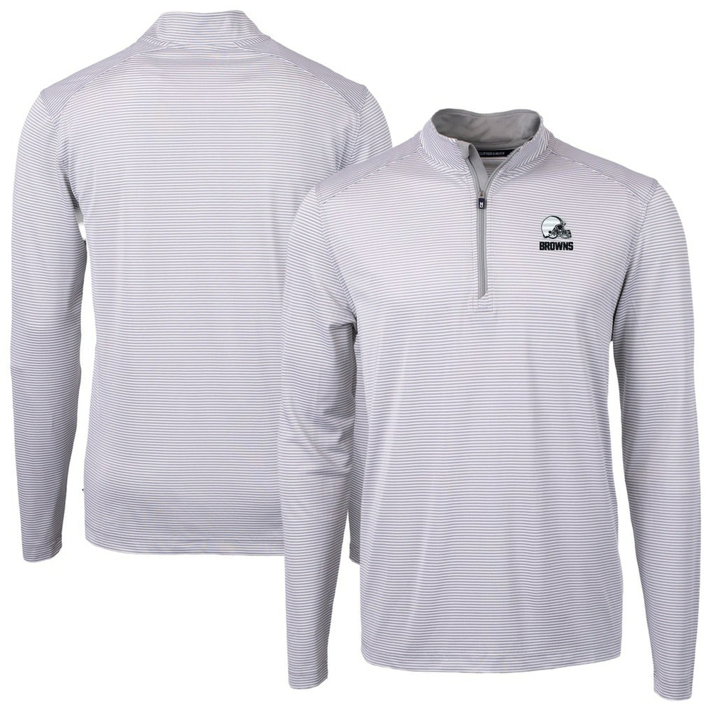 Cleveland Browns Cutter & Buck Big & Tall Virtue Eco Pique Micro Stripe Recycled Quarter-Zip Pullover Top | NFL Near me