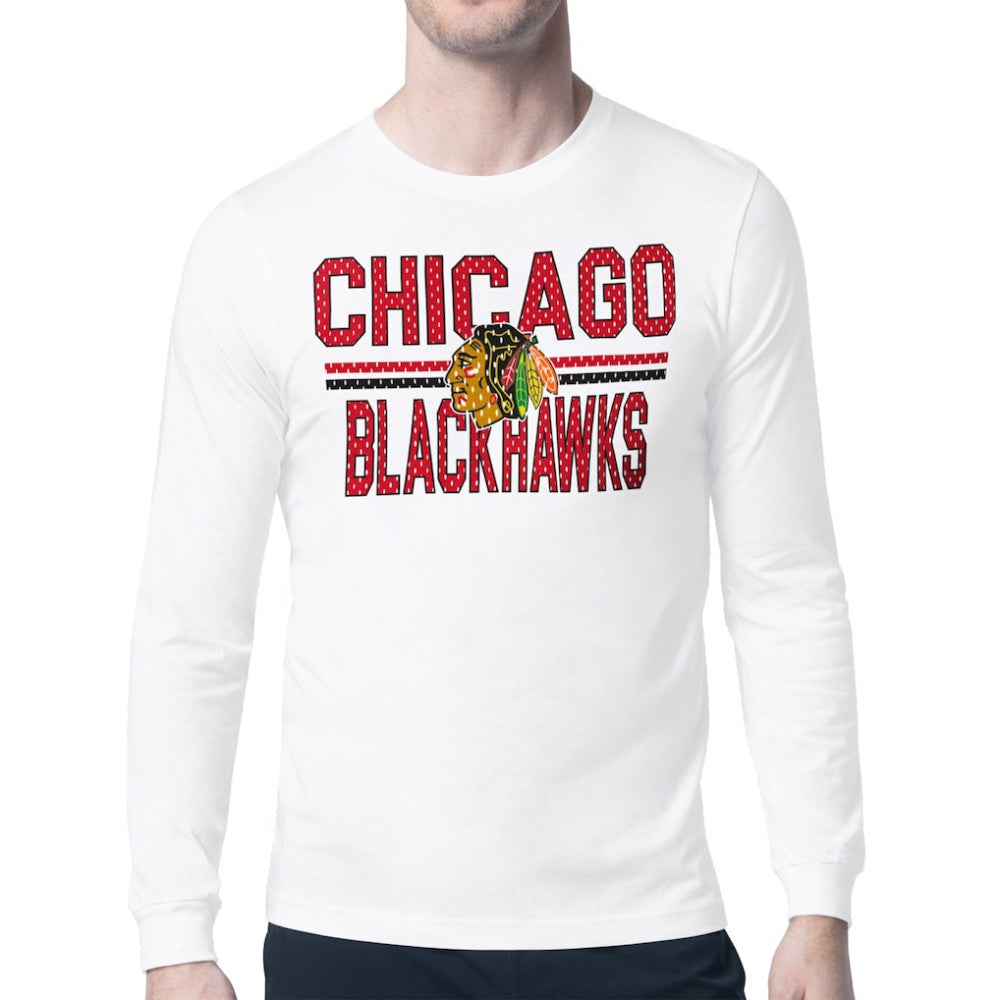 Chicago Blackhawks Starter Mesh Look Team Name Long Sleeve T-Shirt - NHL T-shirts