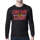 Chicago Blackhawks Starter Mesh Look Team Name Long Sleeve T-Shirt - NHL T-shirts