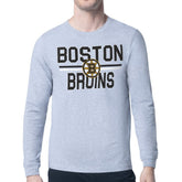 Boston Bruins Starter Mesh Look Team Name Logo Long Sleeve T-Shirt - NHL T-shirts