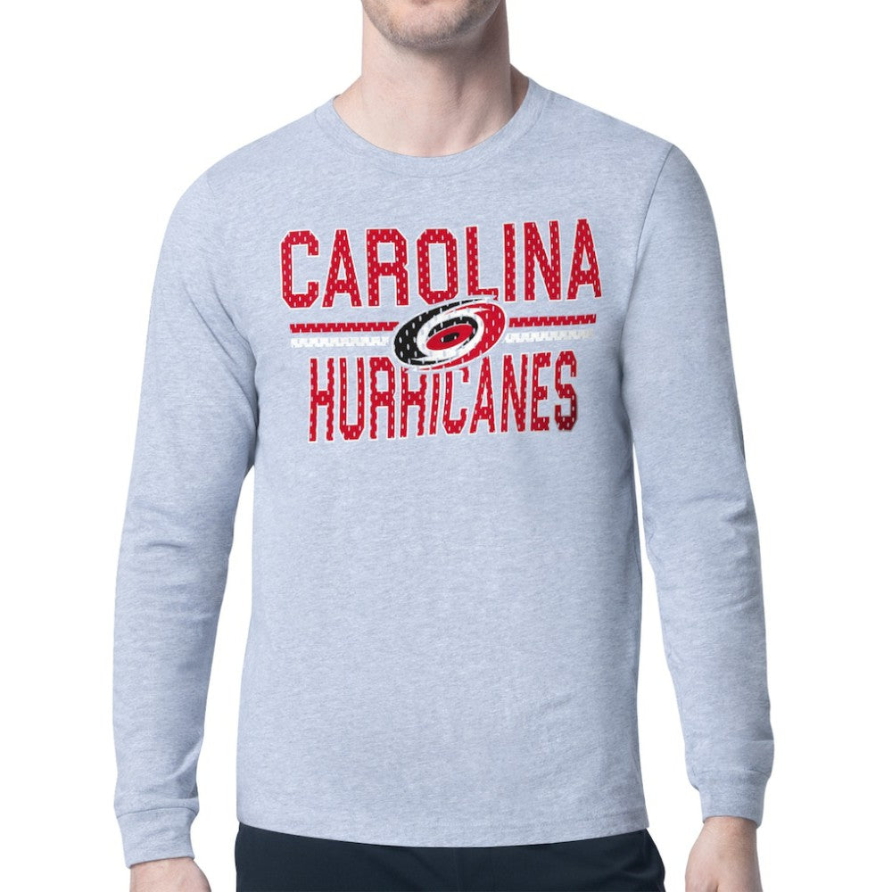 Carolina Hurricanes Starter Mesh Look Team Name Logo Long Sleeve T-Shirt - NHL T-shirts