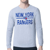 New York Rangers Starter Mesh Look Team Name Logo Long Sleeve T-Shirt - NHL T-shirts