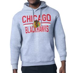 Chicago Blackhawks Starter Mesh Look Team Name Logo Tri-Blend Pullover Hoodie - NHL Hoodies