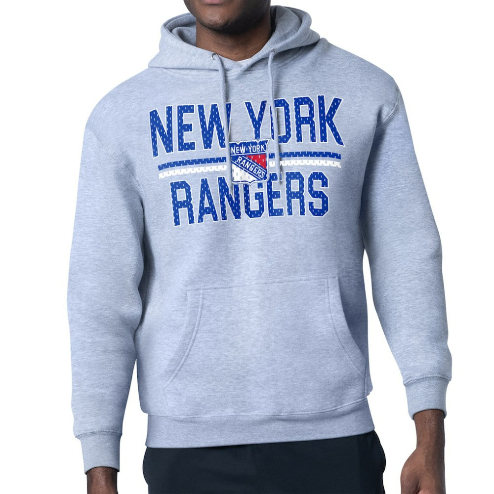 New York Rangers Starter Mesh Look Team Name Logo Tri-Blend Pullover Hoodie - NHL Hoodies