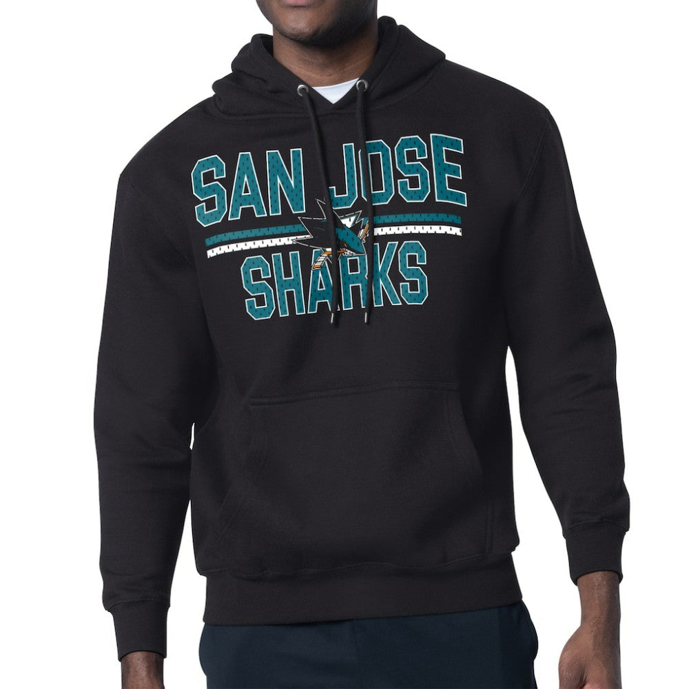 San Jose Sharks Starter Mesh Look Team Name Logo Tri-Blend Pullover Hoodie - NHL Hoodies