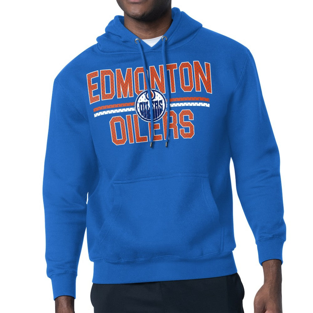 Edmonton Oilers Starter Mesh Look Team Name Logo Tri-Blend Pullover Hoodie - NHL Hoodies