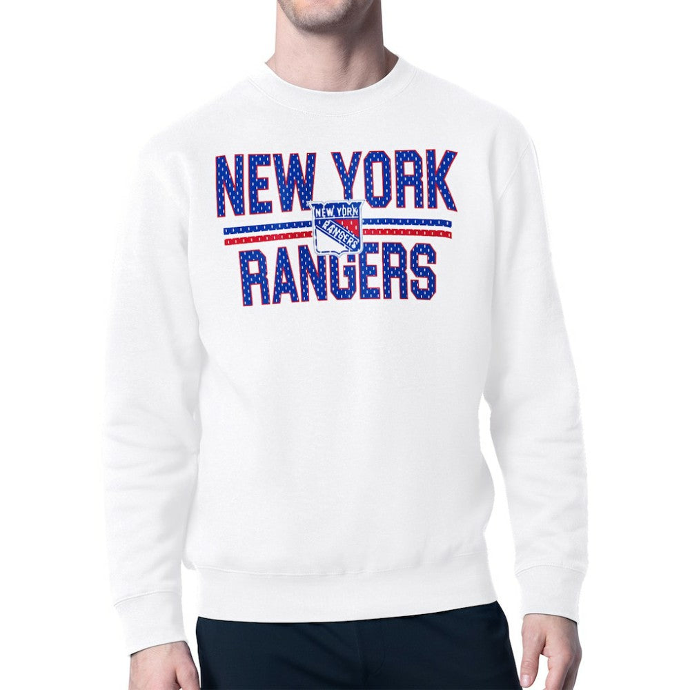 New York Rangers Starter Mesh Look Team Name Logo Pullover Sweatshirt - NHL Sweatshirts