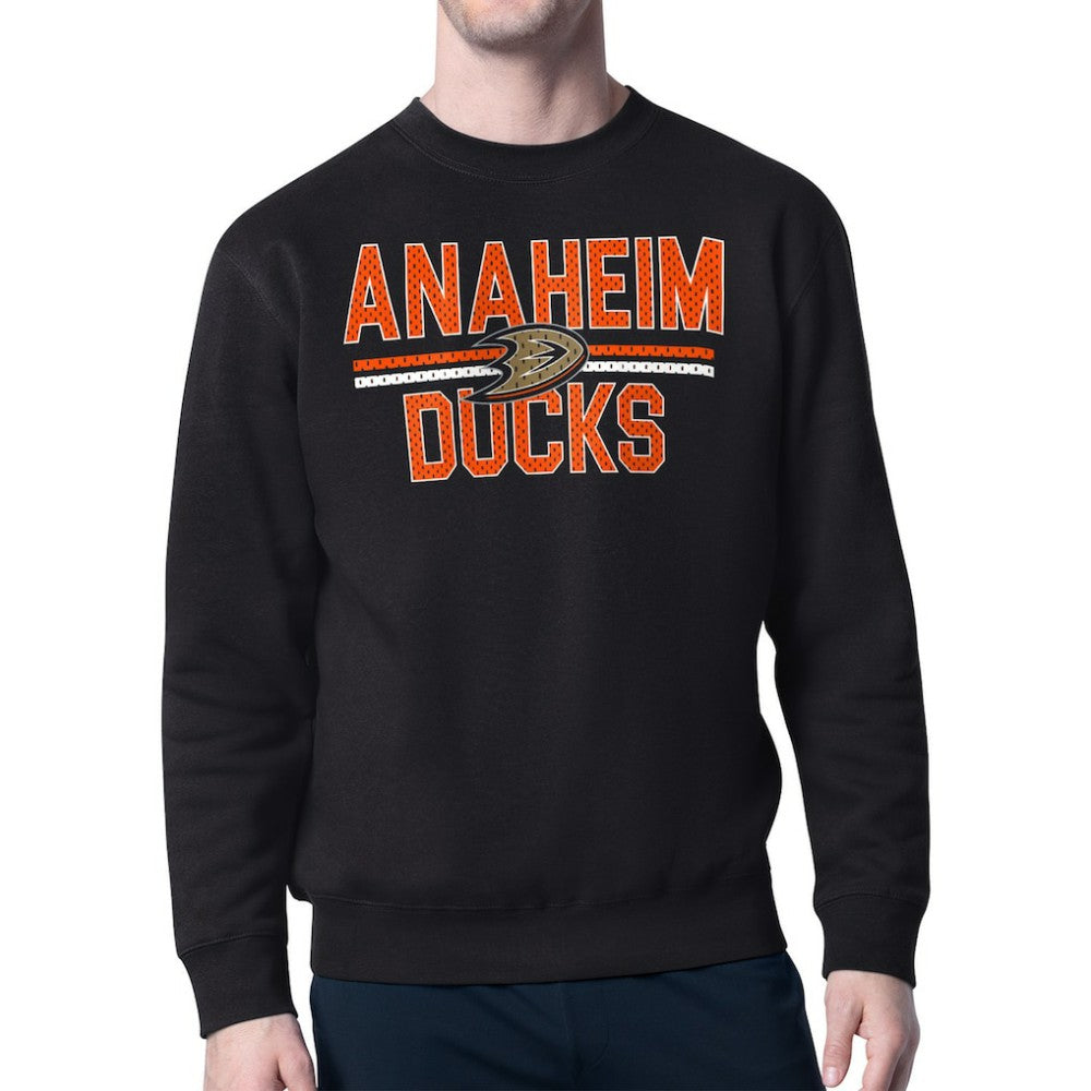 Anaheim Ducks Starter Mesh Look Team Name Logo Pullover Sweatshirt - NHL Sweatshirts