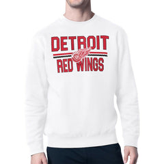 Detroit Red Wings Starter Mesh Look Team Name Logo Pullover Sweatshirt - NHL Sweatshirts