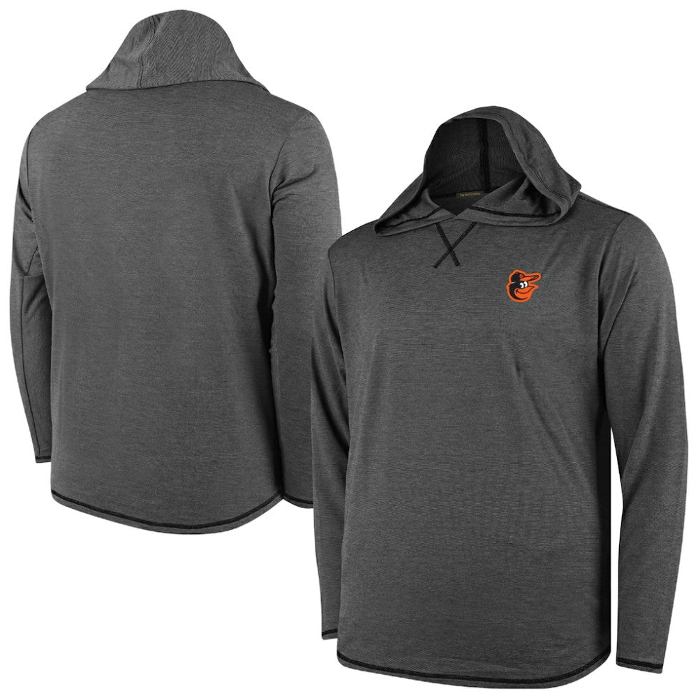 Baltimore Orioles Butter Stripe Tri-Blend Long Sleeve Hoodie T-Shirt - Black - MLB Hoodies