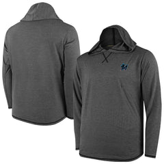 Miami Marlins Butter Stripe Tri-Blend Long Sleeve Hoodie T-Shirt - Black - MLB Hoodies