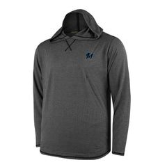 Miami Marlins Butter Stripe Tri-Blend Long Sleeve Hoodie T-Shirt - Black - MLB Hoodies
