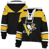 Pittsburgh Penguins '47 Women's Cropped Superior Lacer Pullover Hoodie - NHL Hoodies