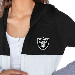 Las Vegas Raiders Gameday Couture Women's Tri-Blend Color Block Lightweight Cardigan Hoodie | NFL Hot