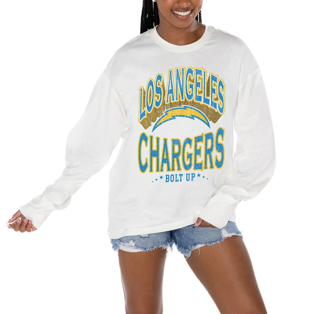 Los Angeles Chargers Gameday Couture Women's Time Out Oversized Long Sleeve T-Shirt | NFL Near me