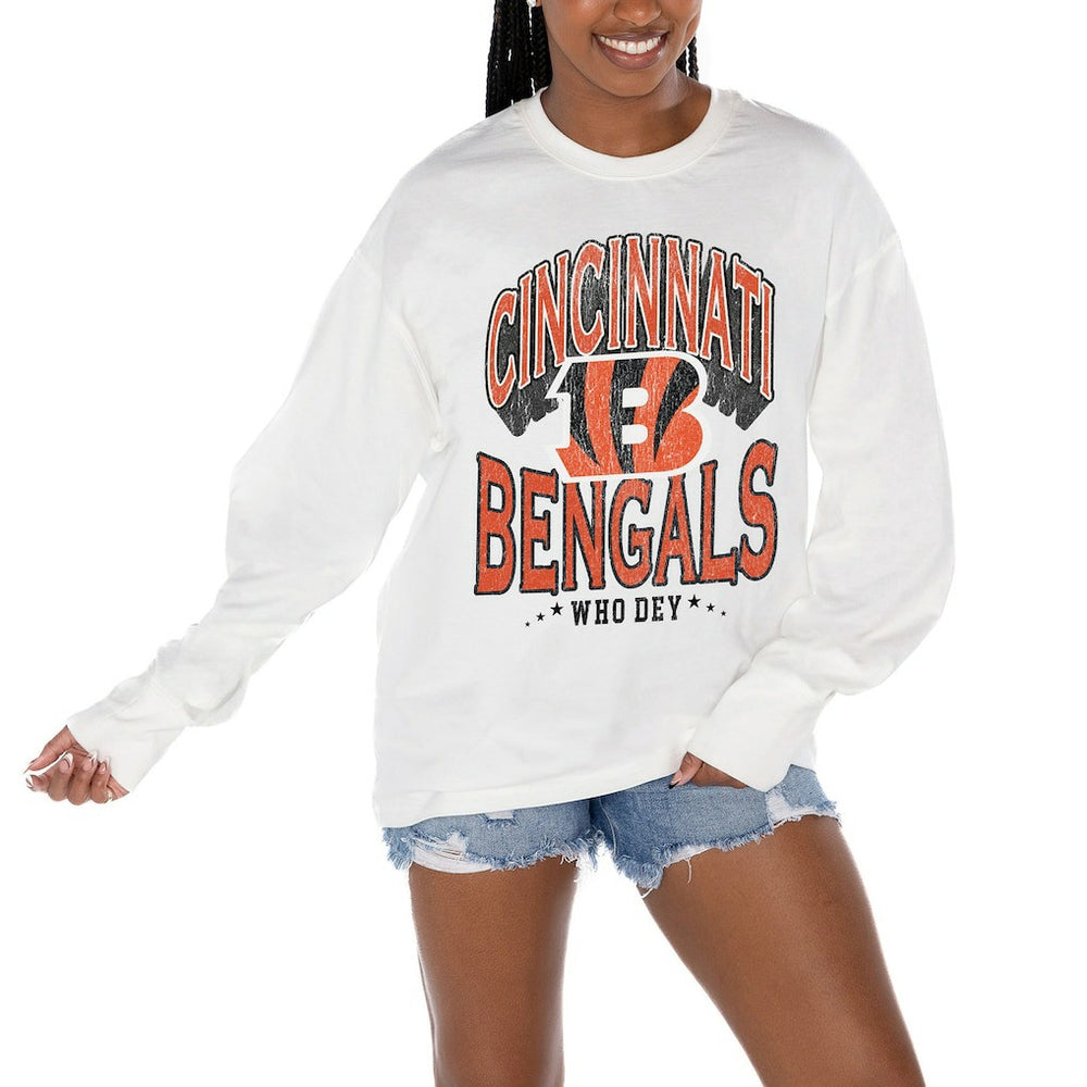 Cincinnati Bengals Gameday Couture Women's Time Out Oversized Long Sleeve T-Shirt | NFL On sale