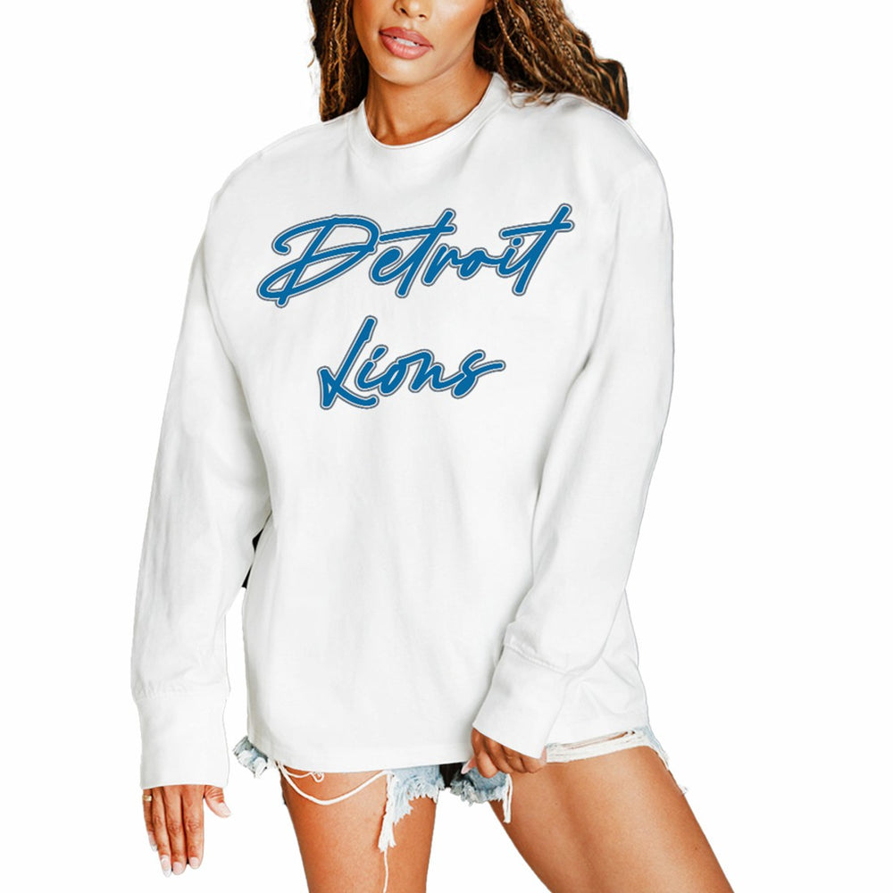 Detroit Lions Gameday Couture Women's Classic Comeback Oversized Long Sleeve T-Shirt | NFL New