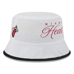 White/Black Miami Heat 2025 NBA Draft Nylon Bucket Hat | NBA