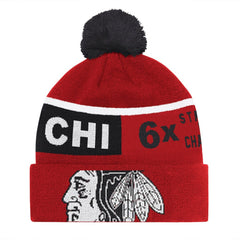 Chicago Blackhawks Starter Chyron Commemorative Cuffed Knit Hat with Pom - NHL Hats