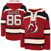 Jack Hughes New Jersey Devils '47 Big & Tall Lace-up Pullover Hoodie - NHL Jerseys
