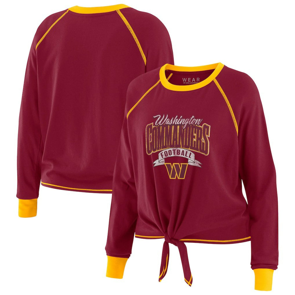 Washington Commanders WEAR by Erin Andrews Women's Plus Size Tie-Front Long Sleeve Top | NFL Hot